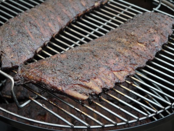 Smoke bark on ribs